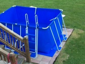 iPool installation with patio blocks
