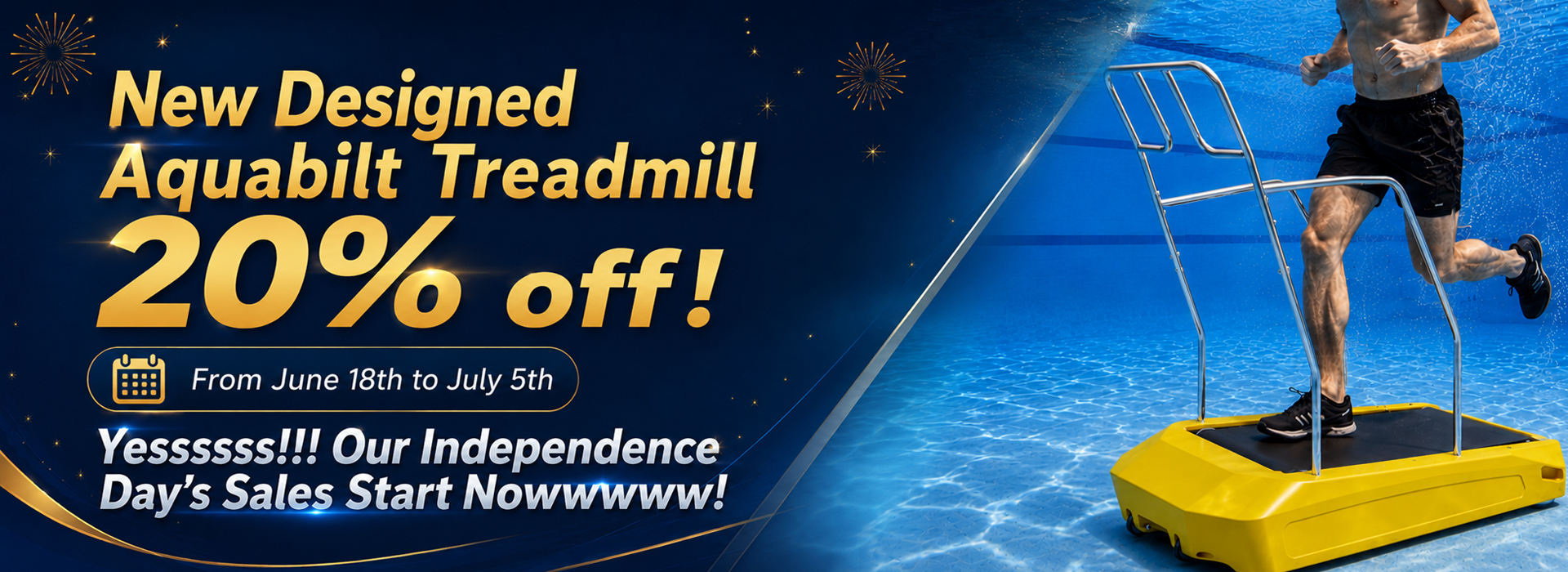 New Aquabilt Underwater Treadmill - 20% Off Independence Day Sale for Pool Fitness